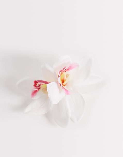 DesignB London – Blumen-Haarklammer aus Stoff in Rosa und Weiß - view 1