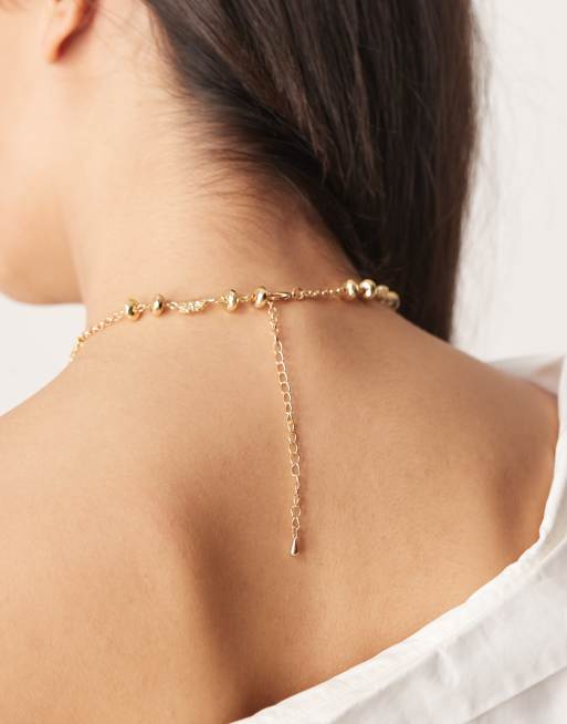 DesignB London - Boho ketting met hartje en T-bar-hangertje in goud, 3 van 3