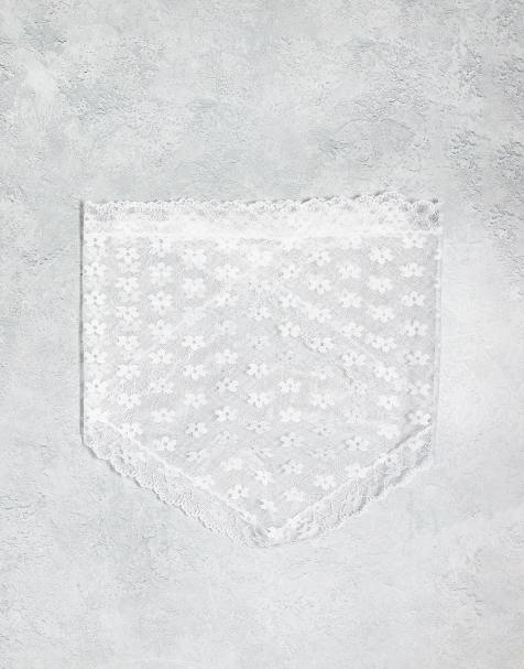 DesignB London boho lace headscarf in white - view 1