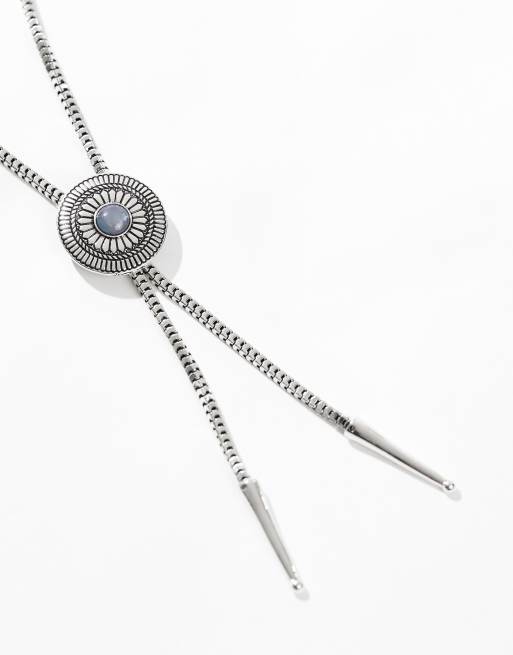 DesignB London – Bolotie-Halskette im Western-Stil in Silber , 2 von 4