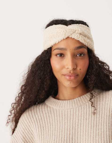DesignB London boucle twist headband in cream - view 1
