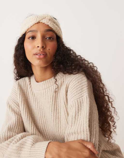 DesignB London boucle twist headband in cream