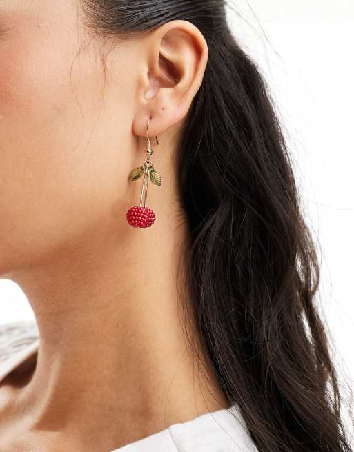 DesignB London - Boucles d'oreilles à breloque cerise - Doré, 3 de 4