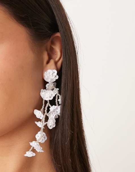 DesignB London - Boucles d'oreilles à pendant fleurs ornés de perles - view 1