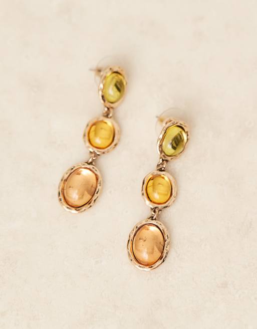 DesignB London - Boucles d'oreilles à pendants en pierres - Couleurs automnales, 2 de 3
