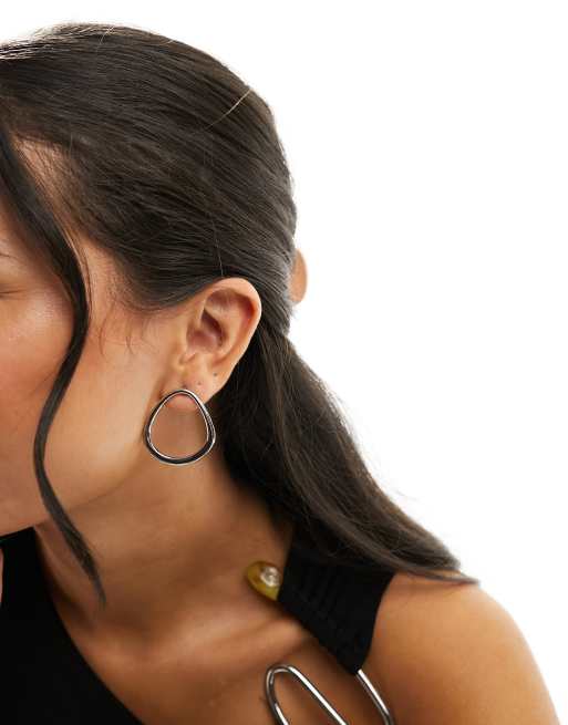 DesignB London - Boucles d'oreilles circulaires oversize - Argenté 