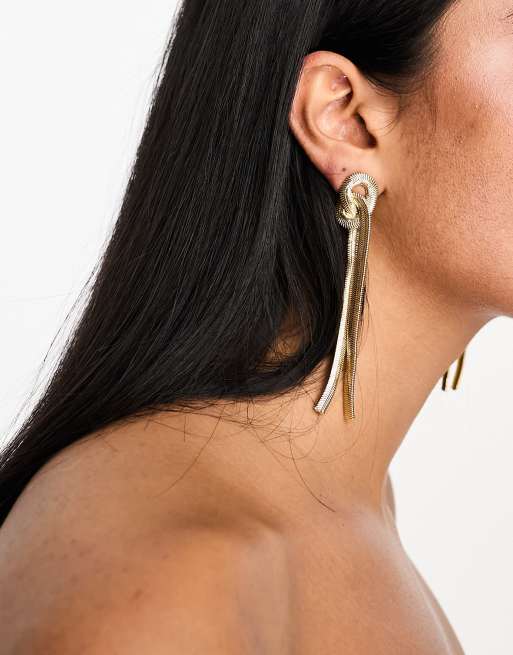 DesignB London - Boucles d'oreilles effet cascade à détail noué - Doré