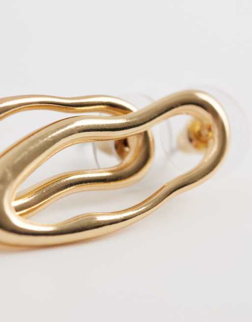 DesignB London - Boucles d'oreilles effet fondu - Doré, 4 de 4