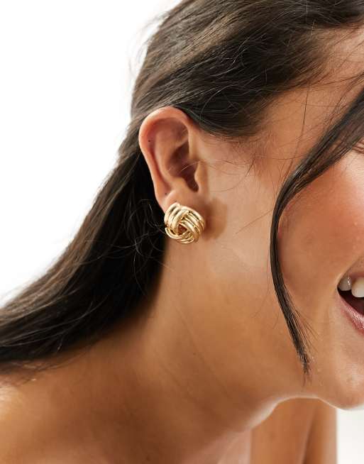 DesignB London - Boucles d'oreilles effet nœud style vintage - Doré