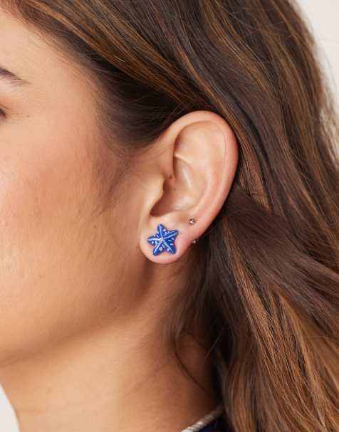 DesignB London - Boucles d'oreilles étoiles de mer en résine - Bleu - view 1