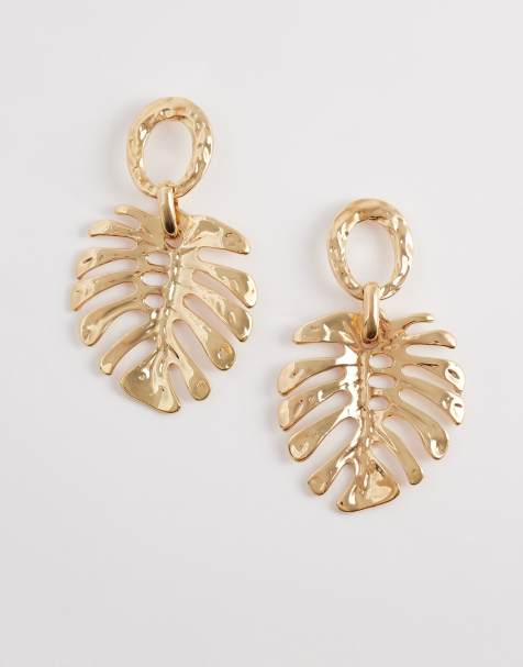 DesignB London - Boucles d'oreilles feuille de palmier - Doré - view 1