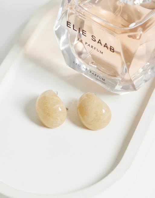 DesignB London - Boucles d'oreilles goutte d'eau en résine - Crème, 2 de 4