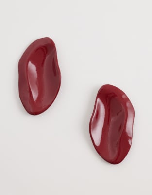 DesignB London - Boucles d'oreilles irrégulières en émail - Rouge