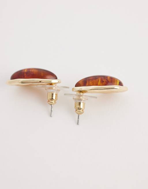 DesignB London - Boucles d'oreilles irrégulières en résine - Marron ambré, 4 de 4