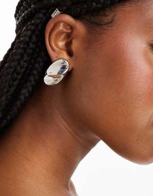 DesignB London - Boucles d'oreilles ovales martelées - Argenté  