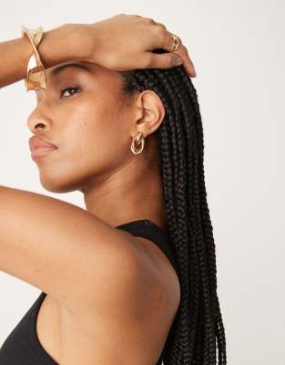 DesignB London - Boucles d'oreilles ovales style heurtoir - Doré