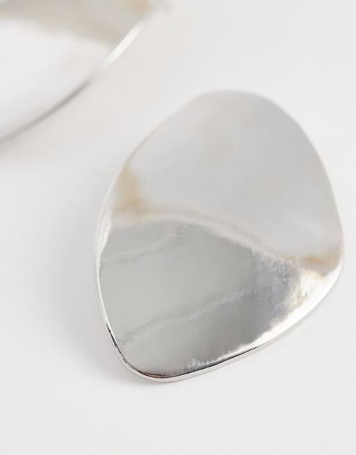 DesignB London - Boucles d'oreilles oversize irrégulières - Argenté, 4 de 4