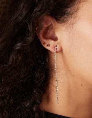 DesignB London - Boucles d'oreilles pendantes avec cristaux - Doré