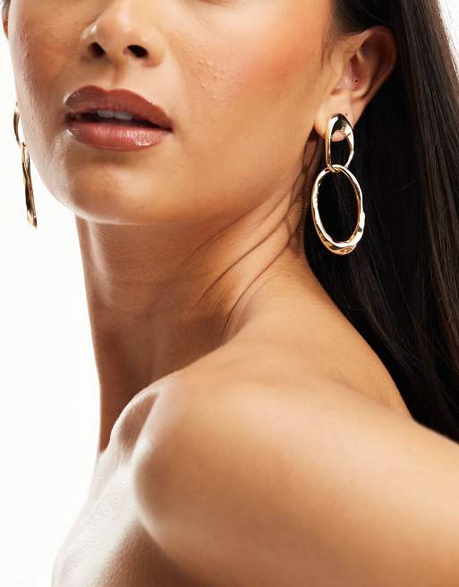 DesignB London - Boucles d'oreilles pendantes effet fondu - Doré 