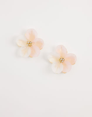 DesignB London - Boucles d'oreilles pétales de fleurs - Rose et doré