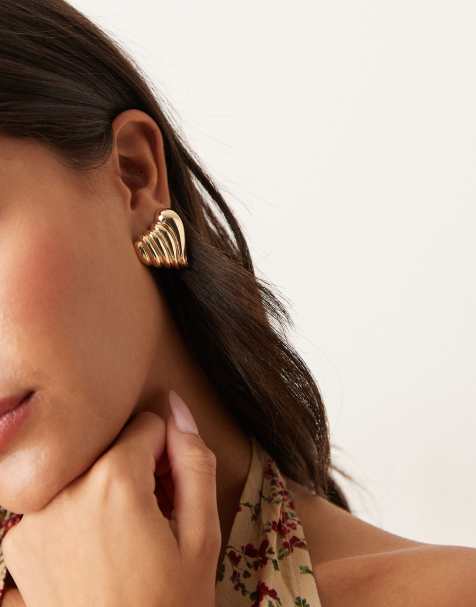 DesignB London - Boucles d'oreilles rainurées - Doré - view 1