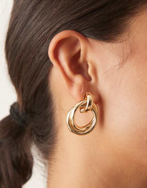 DesignB London - Boucles d'oreilles style heurtoir - Doré, 3 de 3
