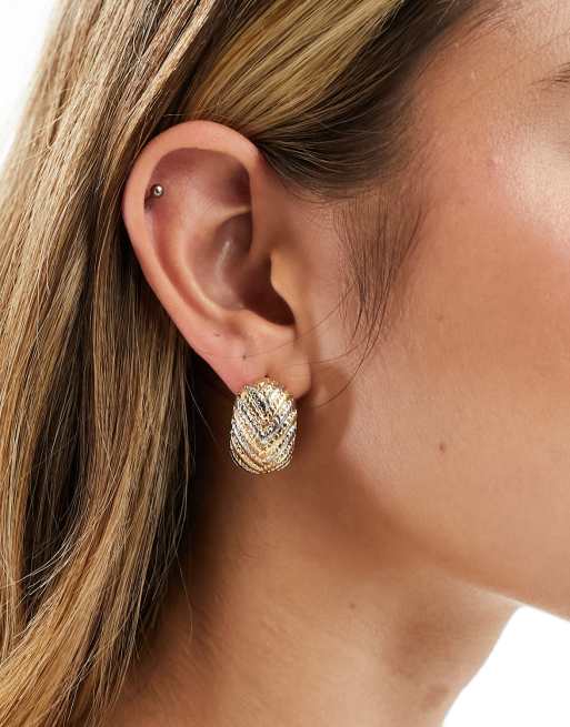 DesignB London - Boucles d'oreilles texturées vintage - Doré et argenté 
