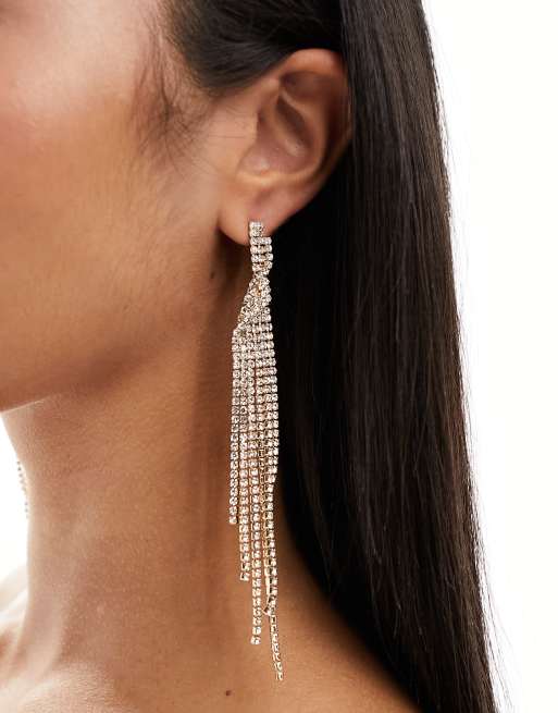 DesignB London - Boucles d'oreilles torsadées effet cascade à ornements - Doré