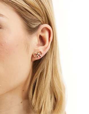 DesignB London bow stud earrings in gold - ASOS Price Checker