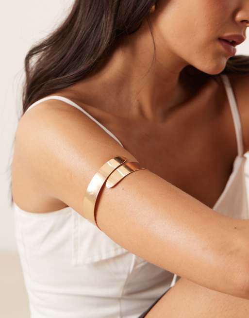 DesignB London - Bracciale a fascia ampio dorato