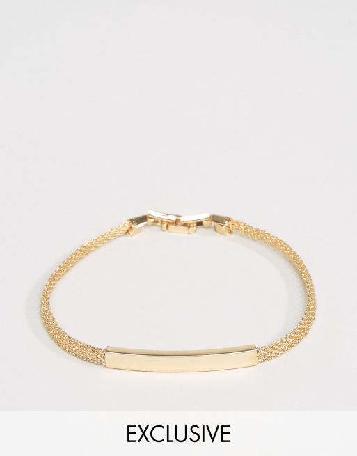 DesignB London - Bracciale color oro con catena e piastrina - In esclusiva per ASOS