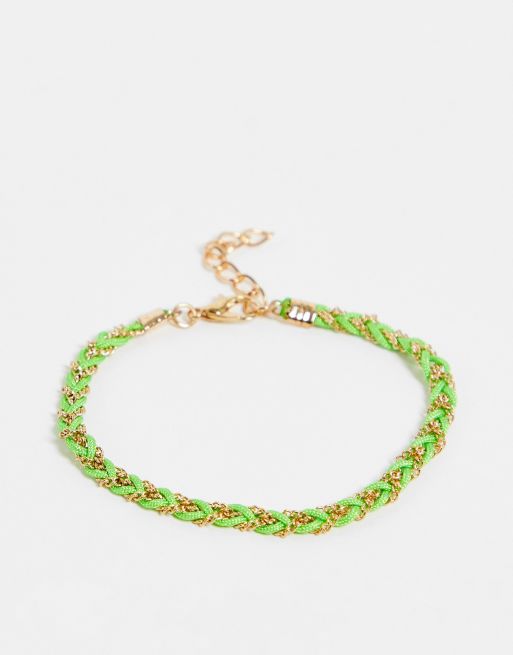 DesignB London - Bracciale con corda intrecciata verde