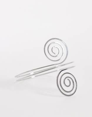 DesignB London - Bracelet jonc de bras effet spirale - Argenté