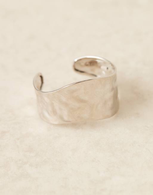DesignB London - Bracelet jonc effet martelé - Argenté, 3 de 3