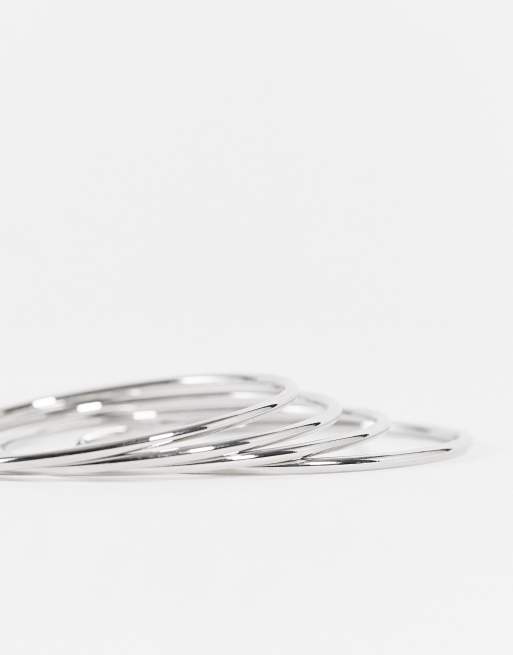 DesignB London bracelet stacking multipack x 4 in silver, 4 of 4