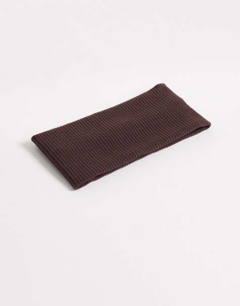 DesignB London - Brede haarband van jersey in chocoladebruin - view 1