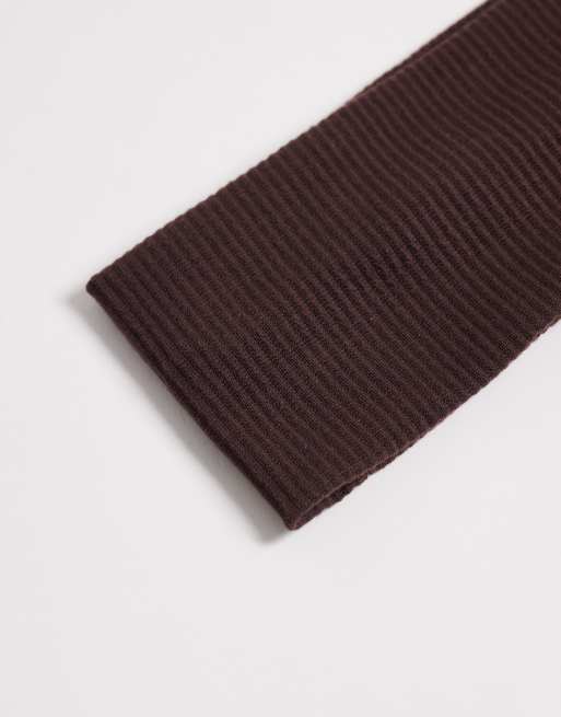 DesignB London - Brede haarband van jersey in chocoladebruin, 3 van 3