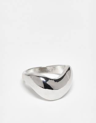 DesignB London - Breiter Ring in Silberoptik mit Schmelz-Design