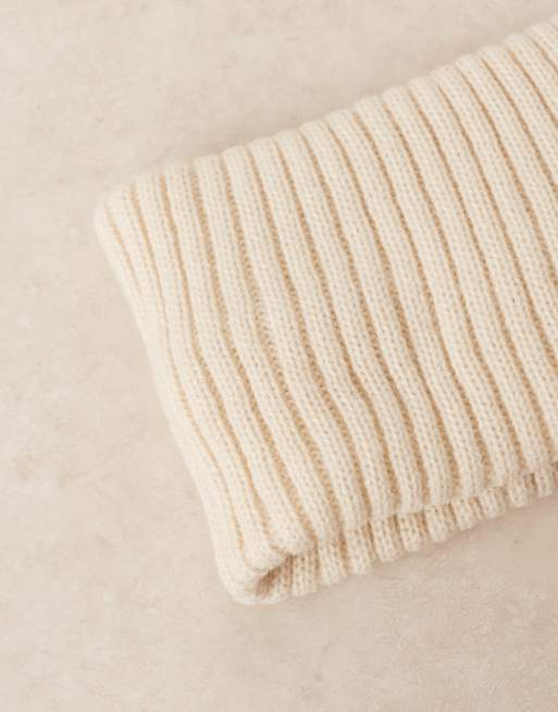 DesignB London – Breites, geripptes Stirnband in Creme, 2 von 3