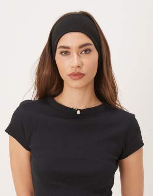 DesignB London - Breites Haarband aus Jersey in Schwarz