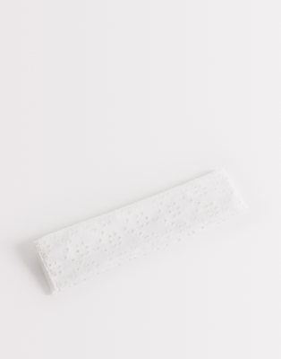 Designb London Broderie Anglaise Jersey Headband In White
