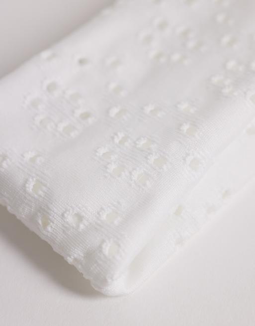 DesignB London broderie anglaise jersey headband in white, 2 of 3