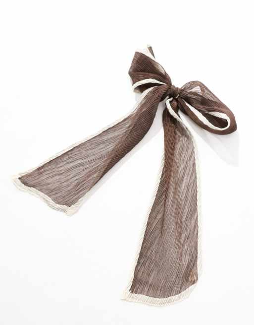 DesignB London - Brun hårsløjfe med plisseringer i organza  , 4 af 4