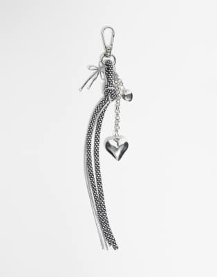DesignB London DesignB London bungee cord and heart bag charm in black and white polka dot