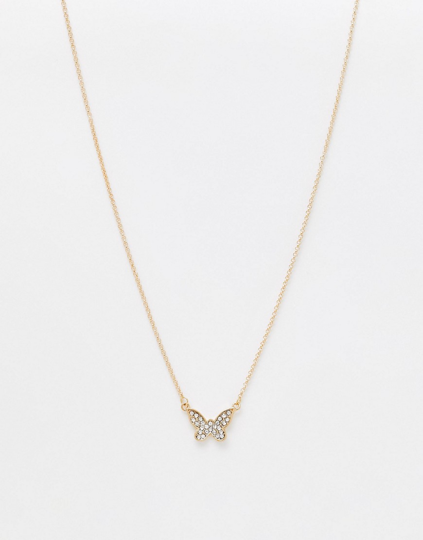 DesignB London butterfly shape pendant necklace in gold