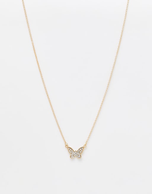 DesignB London butterfly shape pendant necklace in gold