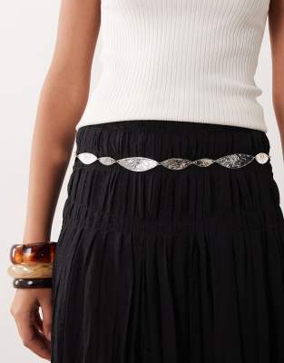 Ceinture chaîne en métal martelé - Argenté S-M