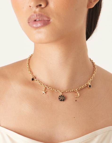 DesignB London celestial charm necklace in gold - view 1