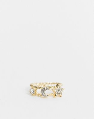 DesignB London celestial double band ring in gold