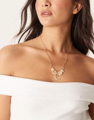 DesignB London DesignB London celestial mutli charm necklace in gold